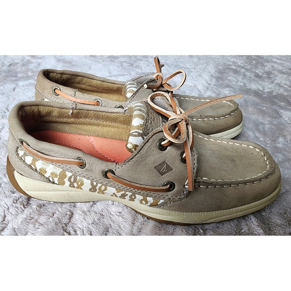 Sperry Top-Sider Angelfish Taupe Gold Boat Shoes Loafers Womens 6
